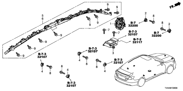 2018 Honda Accord Module Assembly, Driver Side Curtain Airbag Diagram for 78875-TVA-A90