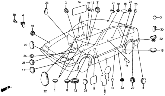 1985 Honda CRX Seal, Door Skin Diagram for 75827-SB2-000