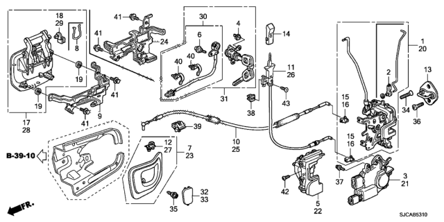 2014 Honda Ridgeline Handle Assembly, Left Front Door (Outer) (Modern Steel Metallic) Diagram for 72180-SJC-A01ZU