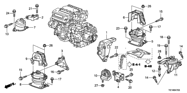 2012 Honda Accord Engine Mounts (V6) Diagram