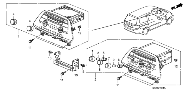 2008 Honda Odyssey Bracket, Radio (2Din) Diagram for 39111-SHJ-A00