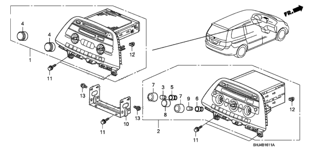 2008 Honda Odyssey Knob Diagram for 39107-SHJ-A31