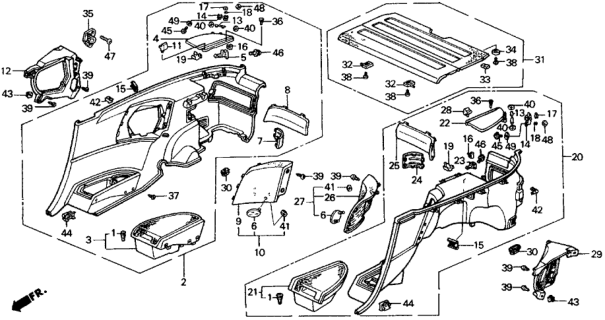 1988 Honda CRX Lining, R. Side *B44L* (PALMY BLUE) Diagram for 83730-SH2-A10ZA