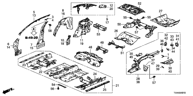 2020 Honda Accord Floor - Inner Panel Diagram