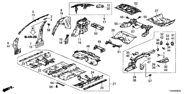 2019 Honda Accord Pillar, R. RR. (Inner) Diagram for 64310-TVA-A10ZZ