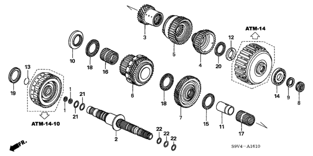 2006 Honda Pilot Gear, Secondary Shaft Low Diagram for 23411-RJF-T03