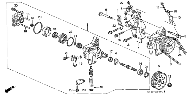 1996 Honda Accord 4 Door LX KA 5MT P.S. Pump - Bracket Diagram
