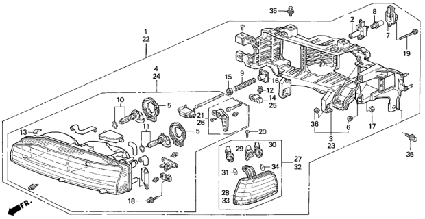 1993 Honda Accord Headlight Diagram