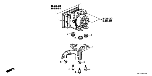 2020 Honda Civic Modulator Assembly, Vsa Diagram for 57100-TBF-L12