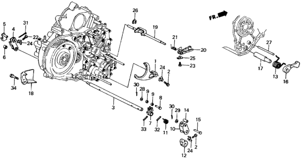1984 Honda Civic 4 Door GL KA 3AT AT Shift Lever Shaft Diagram