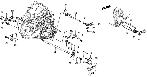 1985 Honda Civic AT Shift Lever Shaft Diagram