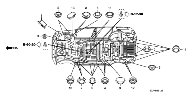 2015 Honda Pilot Grommet (Lower) Diagram
