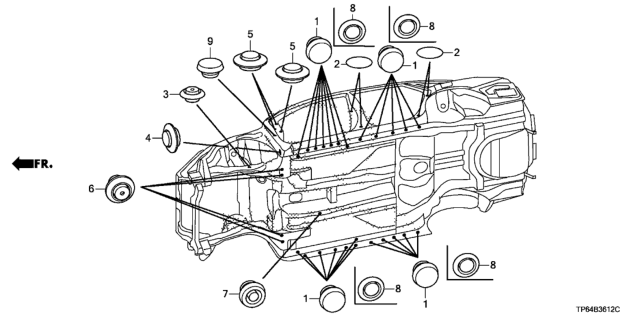 2010 Honda Crosstour Grommet (Lower) Diagram