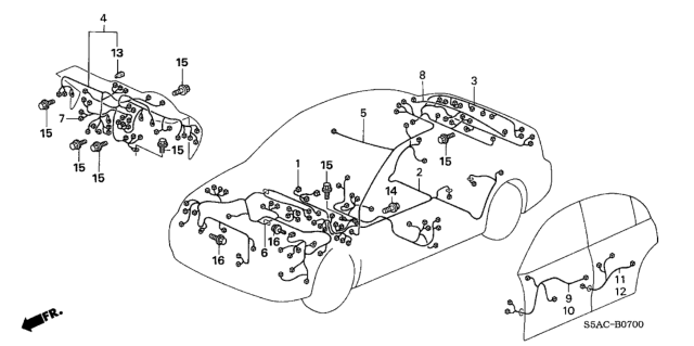 2005 Honda Civic Wire Harness, Floor Diagram for 32107-S5A-A04