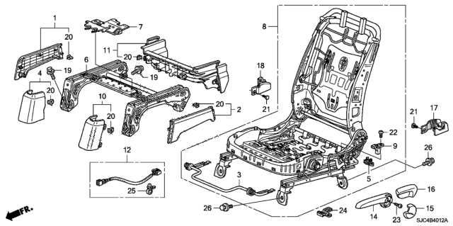 2009 Honda Ridgeline Front Seat Components (Driver Side) (Manual Height) Diagram