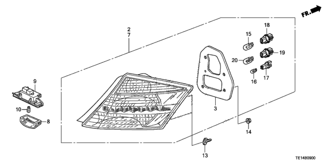 2012 Honda Accord Taillight - License Light Diagram