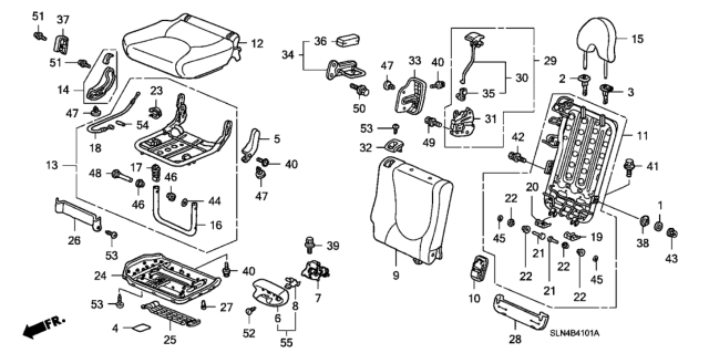 2008 Honda Fit Frame, R. RR. Seat-Back Diagram for 82126-SLN-A01