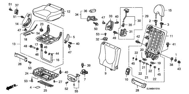 2007 Honda Fit 5 Door BASE KA 5MT Rear Seat (Passenger Side) Diagram