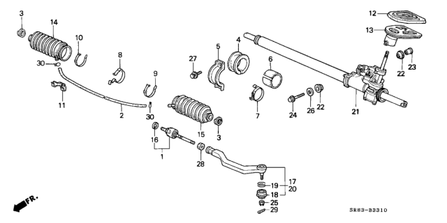 1994 Honda Civic Cushion B, Power Steering Rack Diagram for 53436-SR0-A00