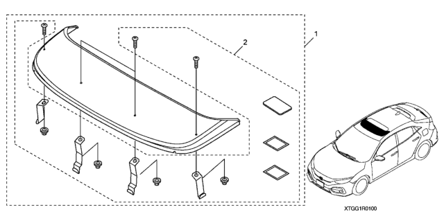 2021 Honda Civic 5 Door EX KA CVT Moonroof Visor Diagram