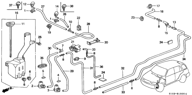 1998 Honda CR-V Tube 1000 Diagram for 76800-T0A-P40