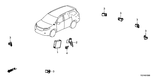 2021 Honda Pilot Sensor Assembly, Parking (Bumper Dark Gray) Diagram for 39680-TEX-Y11ZA