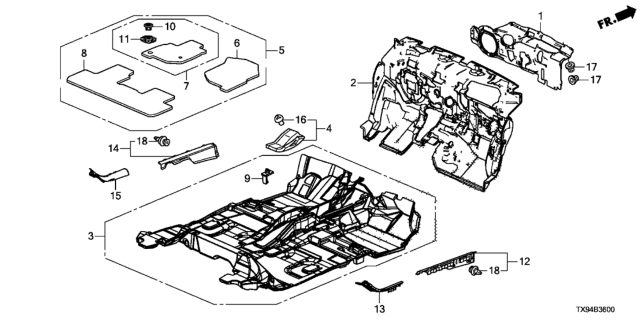 2013 Honda Fit EV 5 Door STD KL 1AT Floor Mat Diagram