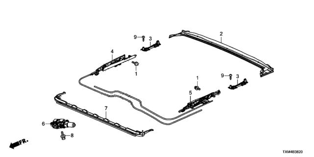 2020 Honda Insight Roof Slide Components Diagram