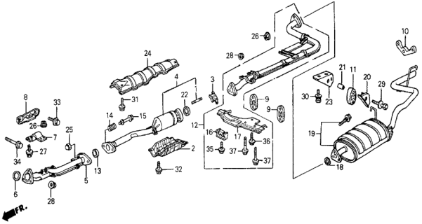 1985 Honda Civic Muffler, Exhuast Diagram for 18307-SD9-013