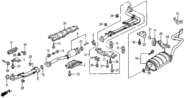 1985 Honda Civic Bracket, Exhuast Pipe Mounting Diagram for 18263-SD9-010