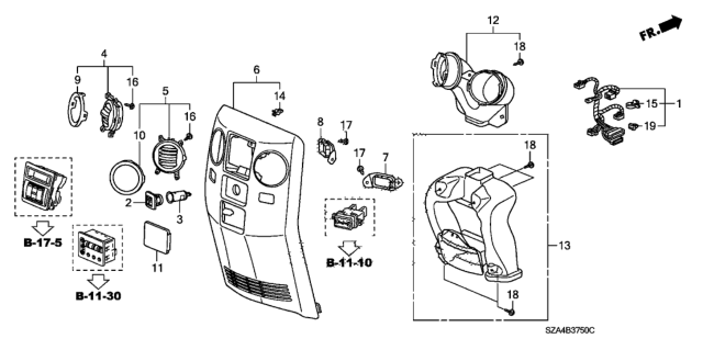 2010 Honda Pilot 5 Door EX-L (2WD) KA 5AT Center Console Diagram 2