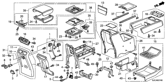 2014 Honda Ridgeline 4 Door RTL-S (SPECIAL EDITION) KA 5AT Console Diagram