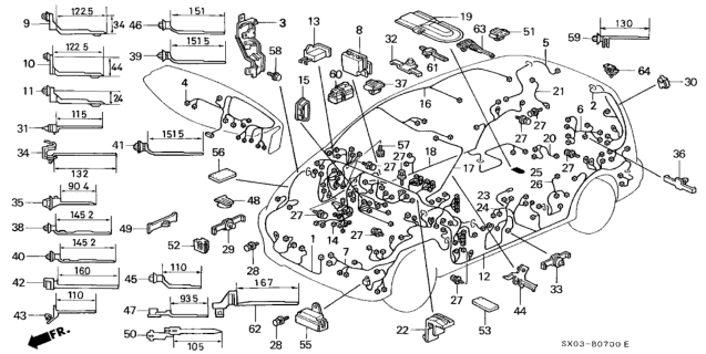 1998 Honda Odyssey Clip, Cord Diagram for 90660-SB2-000