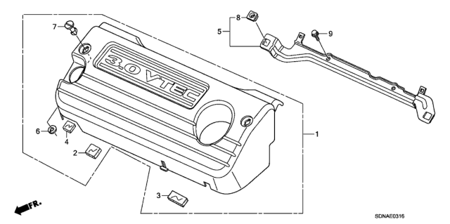 2007 Honda Accord Engine Cover (V6) Diagram