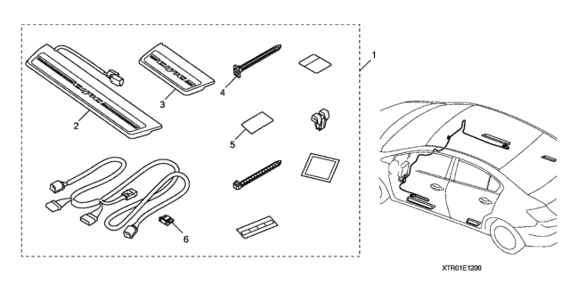2015 Honda Civic 4 Door LX (SE) KA CVT Illuminated Door Sill Garnish Diagram