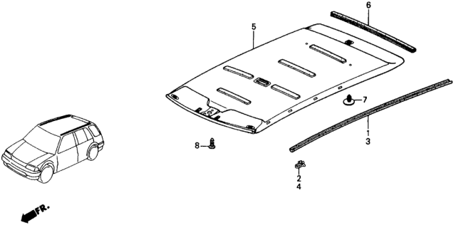 1988 Honda Civic 5 Door ** (WAGOVAN) KA 5MT Roof Lining Diagram
