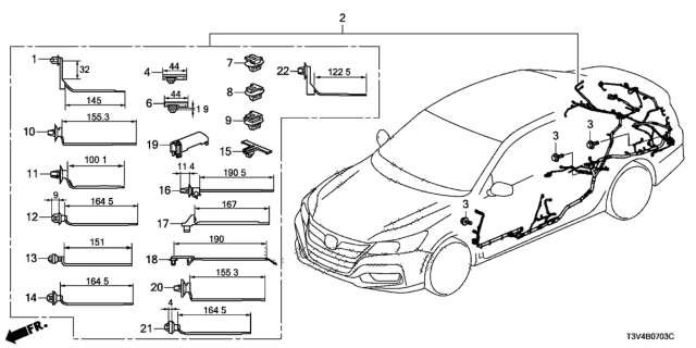 2014 Honda Accord Wire Harness, L. Side Diagram for 32160-T3V-A00