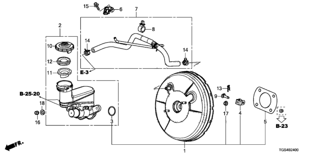 2020 Honda Passport 5 Door EXL (AWD) KA 9AT Brake Master Cylinder  - Master Power Diagram