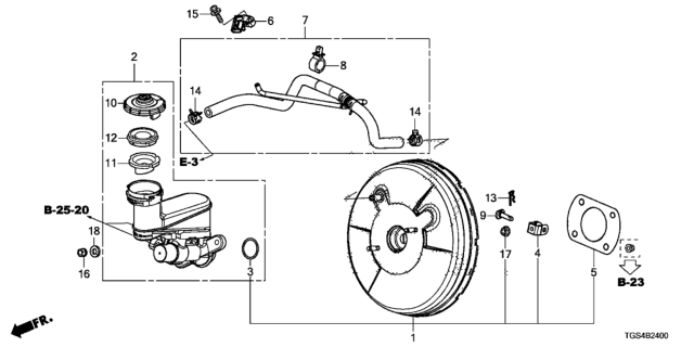 2020 Honda Passport Brake Master Cylinder  - Master Power Diagram