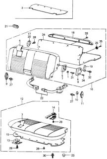 1983 Honda Civic Rear Seat Components - Seat Belt Diagram 2