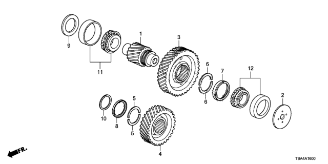 2016 Honda Civic AT Final Drive Shaft Diagram