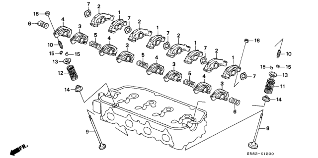 1994 Honda Civic 2 Door DX KA 5MT Valve - Rocker Arm Diagram