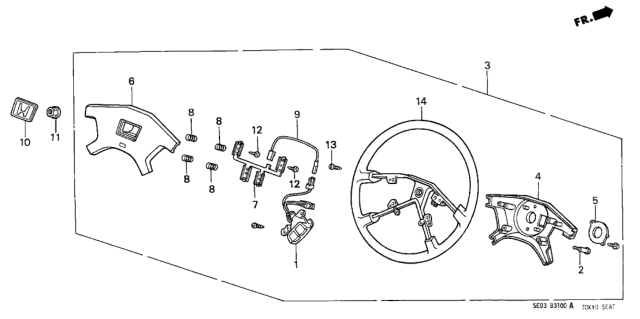 1987 Honda Accord Wheel, Steering (Black) Diagram for 78503-SE3-902ZA