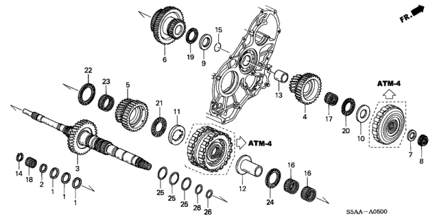 2004 Honda Civic 4 Door LX (SIDE SRS) KA 4AT AT Mainshaft Diagram