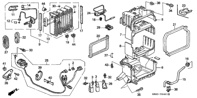 1994 Honda Civic 2 Door EX (ABS) KA 5MT A/C Unit Diagram
