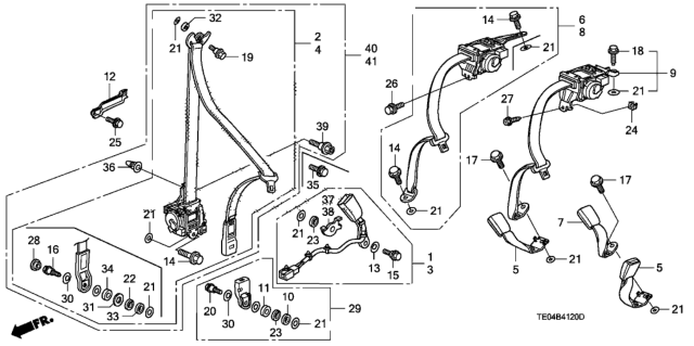 2009 Honda Accord Seat Belts Diagram