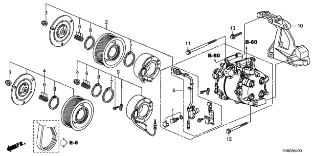 2015 Honda Civic 4 Door EXL (VIN #700) KL CVT A/C Air Conditioner (Compressor) (1.8L) Diagram
