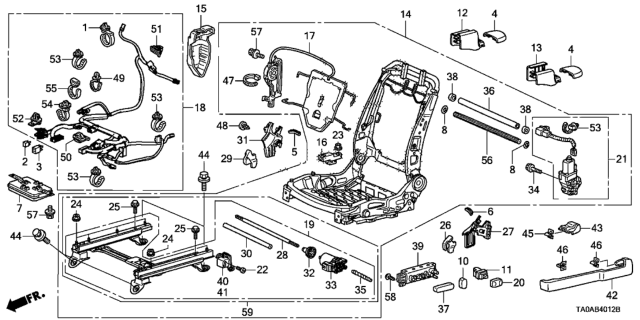 2012 Honda Accord Front Seat Components (Driver Side) (Full Power Seat) Diagram