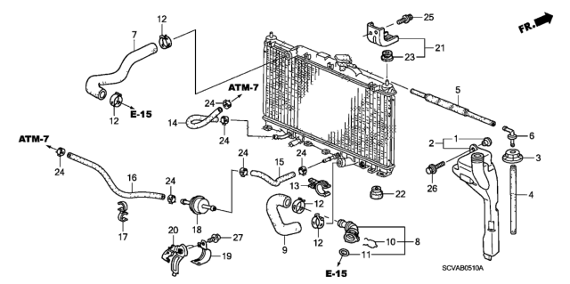 2007 Honda Element Clamp Assy. Diagram for 19520-PZD-A01
