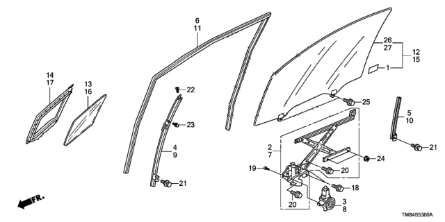 2013 Honda Insight Motor Assembly, Window Diagram for 72215-SZH-003